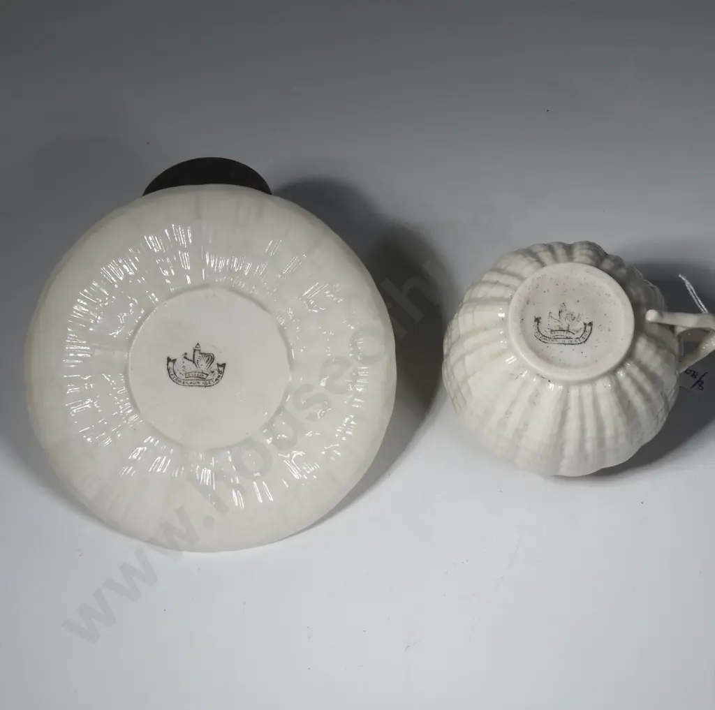 Irish Black Mark Belleek Cup & Saucer Image 1++