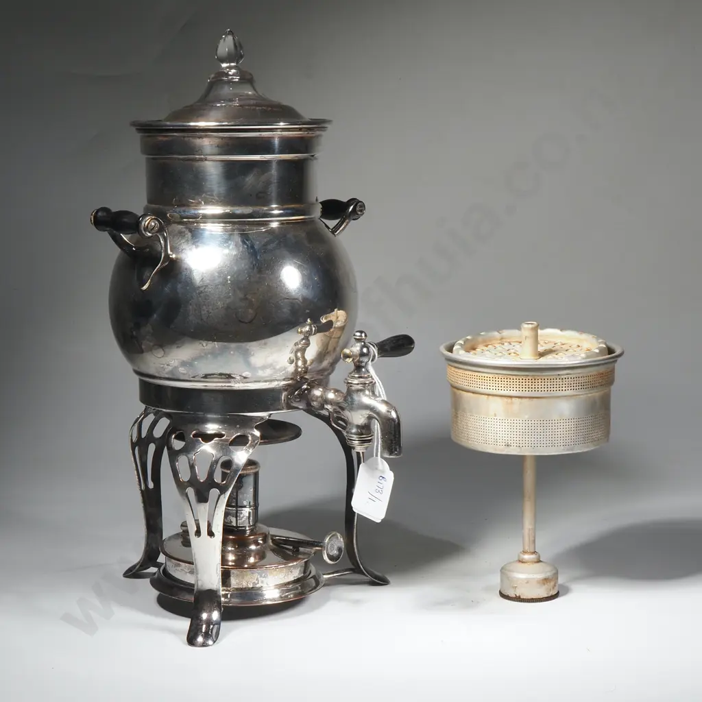 Vintage Silver Plated Coffee Percolator Urn w Spirit Burner, Made In USA Image 1++