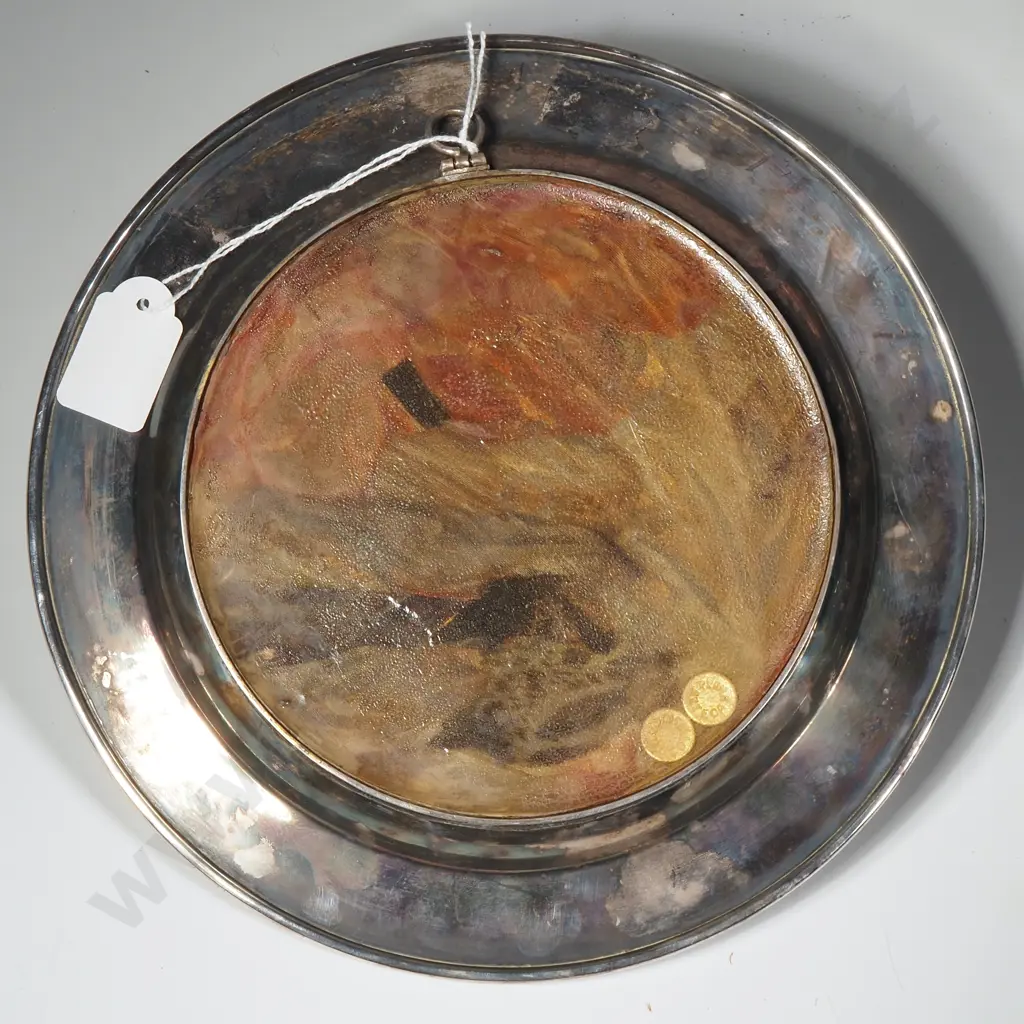 Vintage Swan & Reeds Scene Silver Plate Decorative Plate by Los Castillo Taxco, Double Skin from Mid-Century Image 1++
