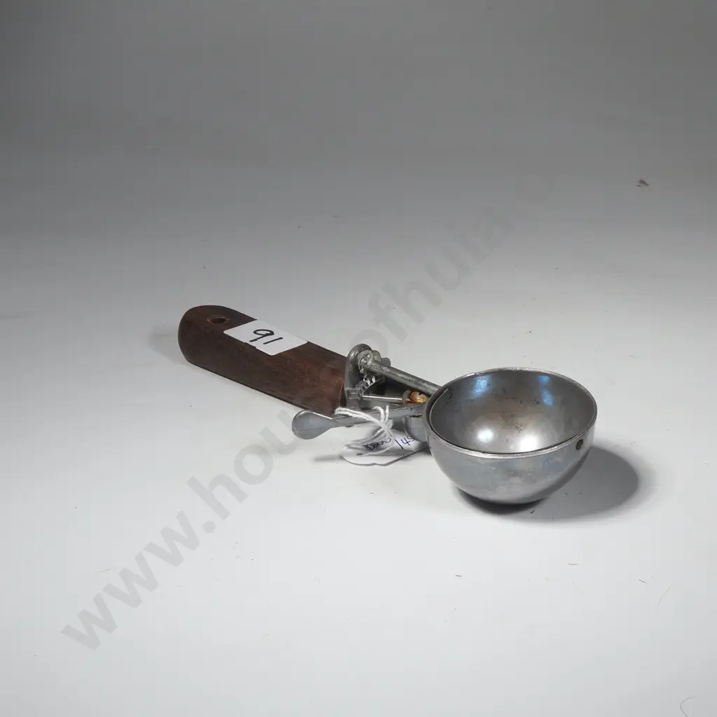 Vintage Ice Cream Scoop w Wooden Handle Image 1++