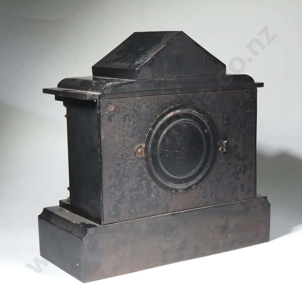 Antique Slate Marble Clock w Greek Temple Facade Image 1++