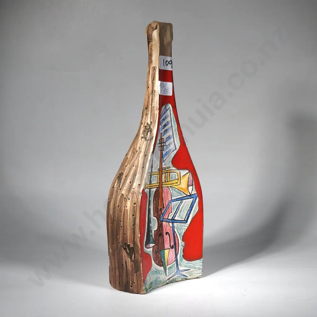 Mid Century Spanish Jazz Themed Pottery Decanter - A/F Image 1++