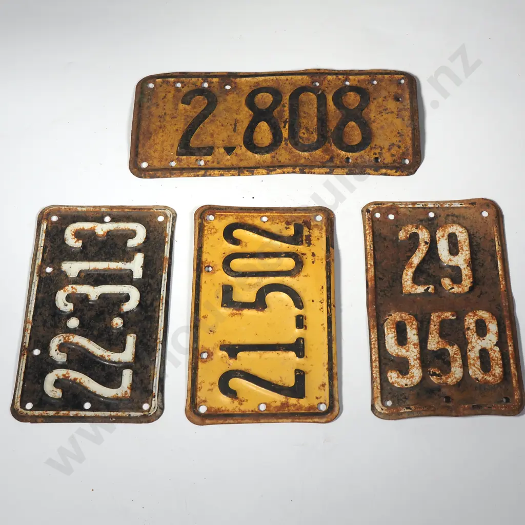 Vintage New Zealand License Plates x 4 Image 1++