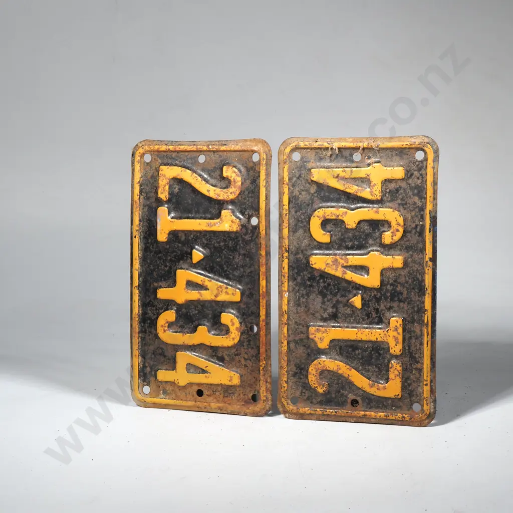 Vintage New Zealand License Plates - Yellow Letters on Black Image 1++