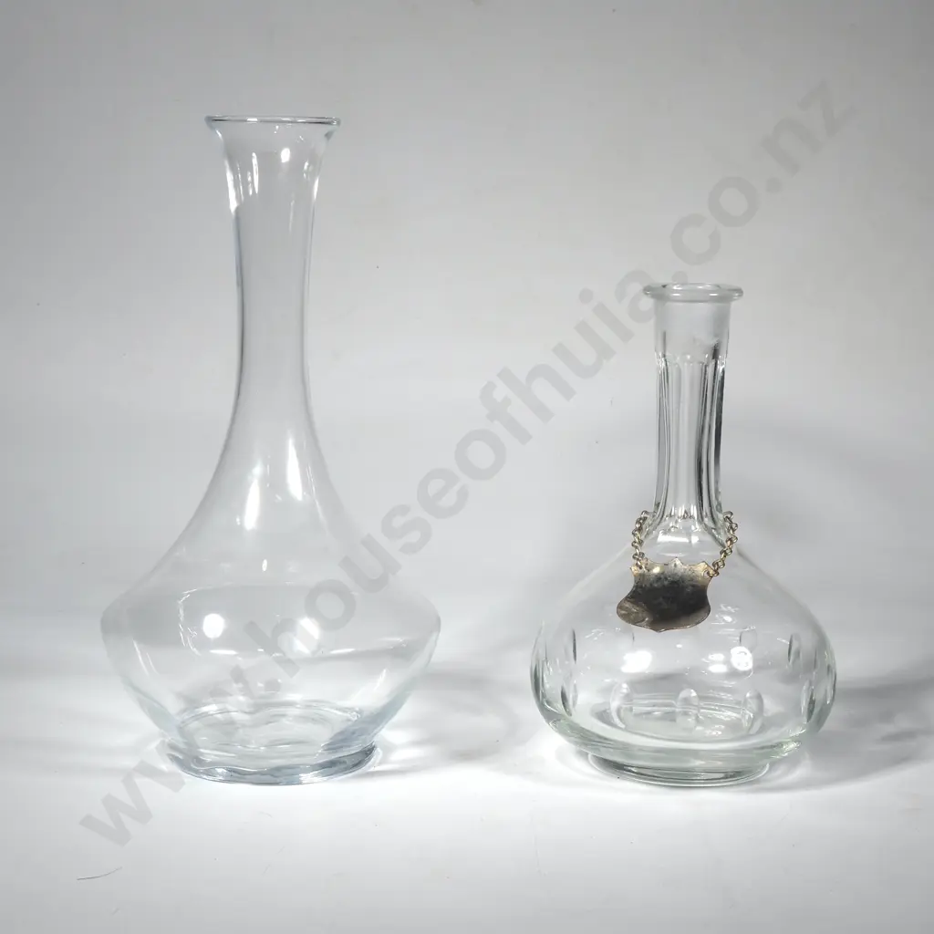 Glass Carafe & Two Decanters Minus Lids Image 1++