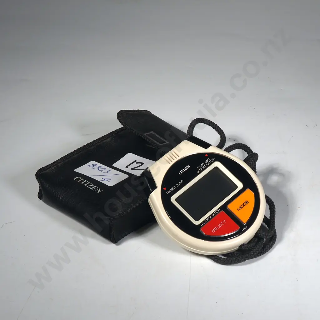 Vintage Citizen LSW-9101 Digital Stopwatch w Case Image 1++
