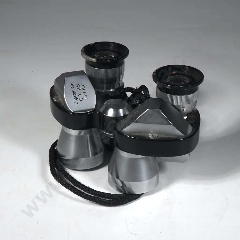 Vintage Jupiter Sr 6x25 Binoculars w Case Image 1++