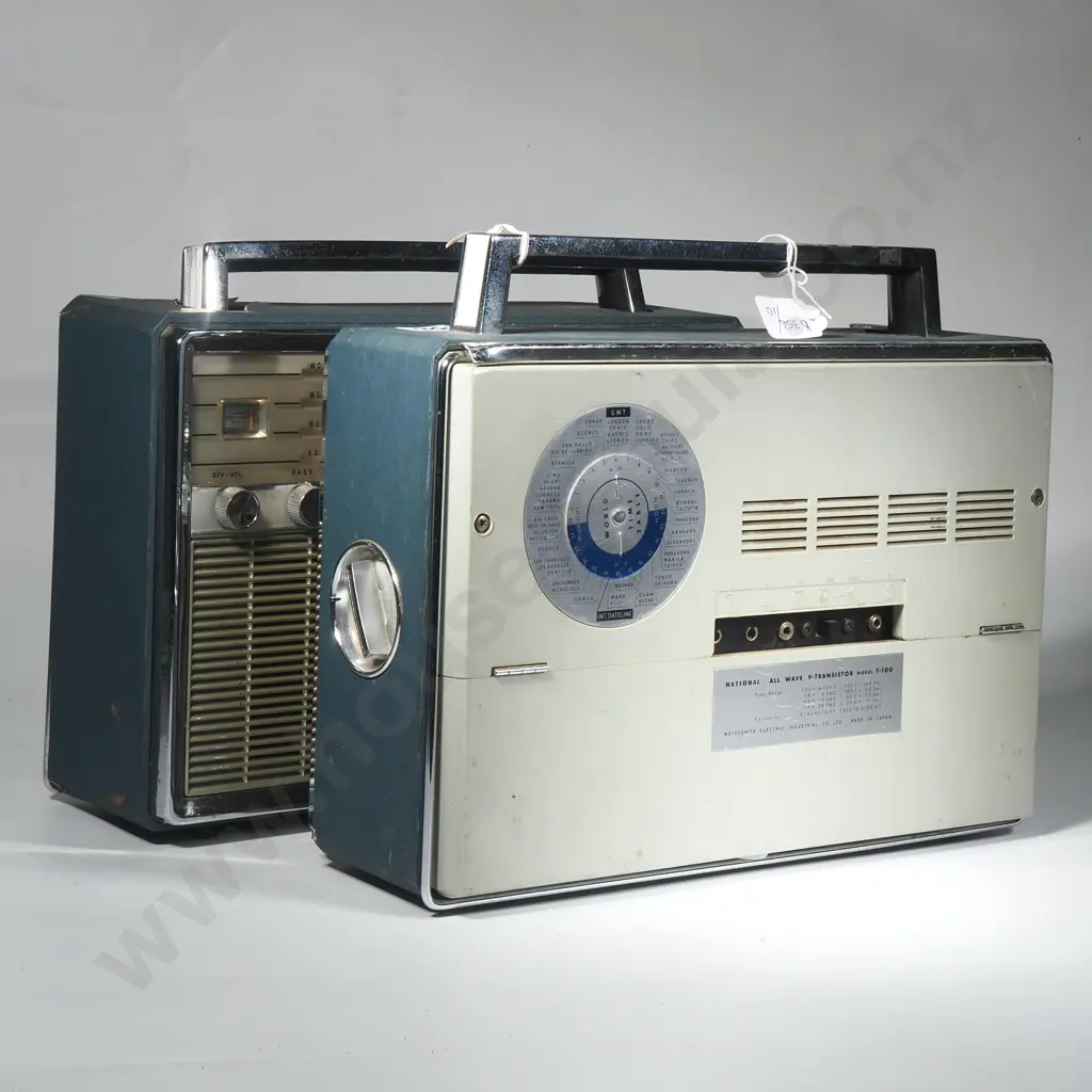 Two Vintage National Panasonic T-100D Manufactured in Japan Circa 1960 w a 4- Band Receiver Image 1++