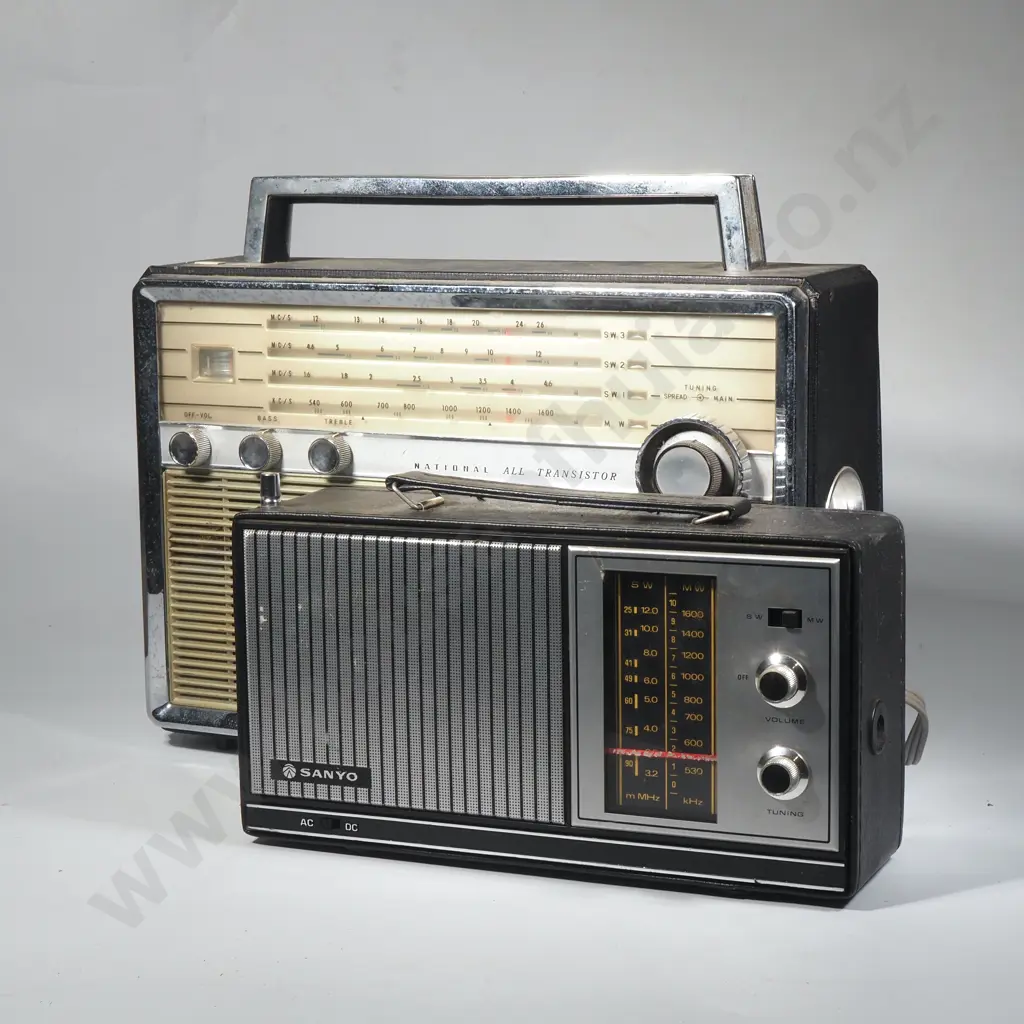 Vintage National Panasonic Radio Model T 100D, Manufactured in Japan & a Vintage Sanyo Transistor Radio Circa 1965 Image 1++