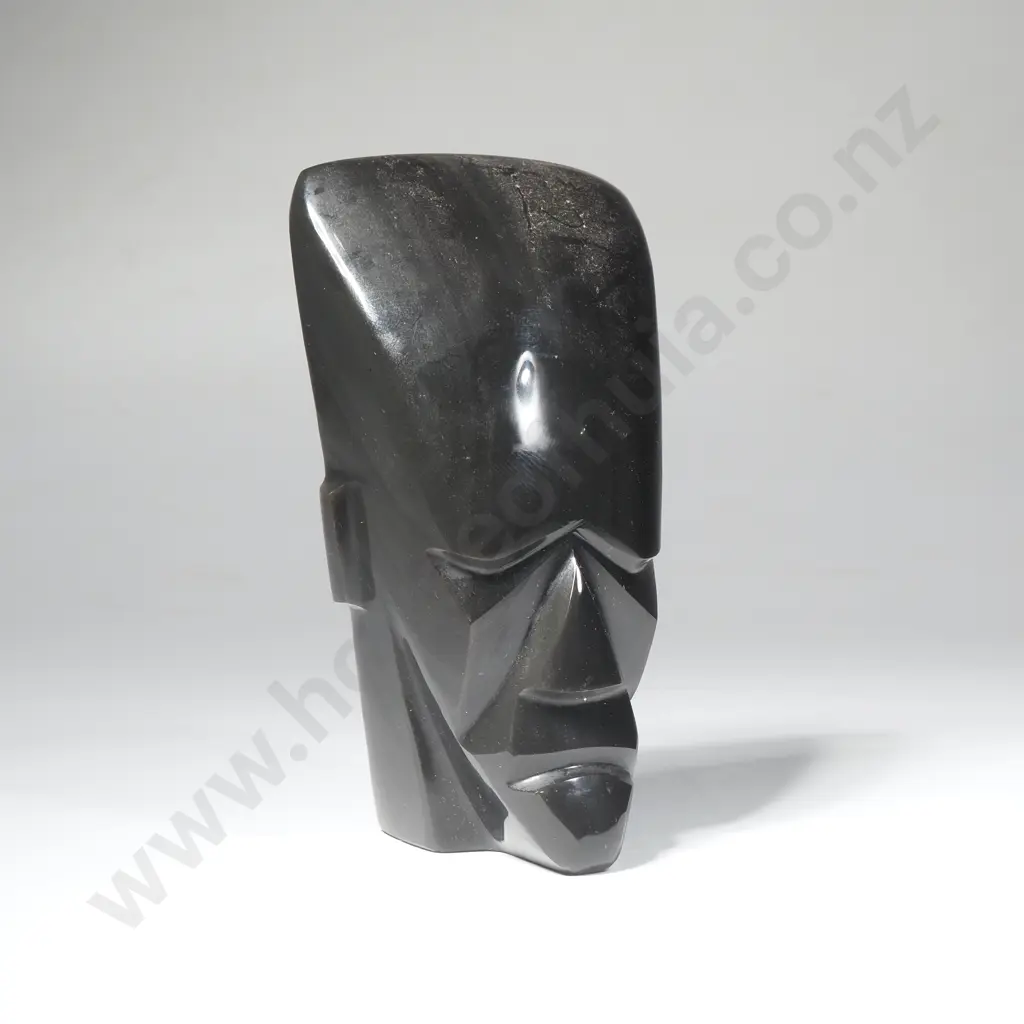 Aztec Style Vintage Hand Carved Black Obsidian Head Sculpture Image 1++