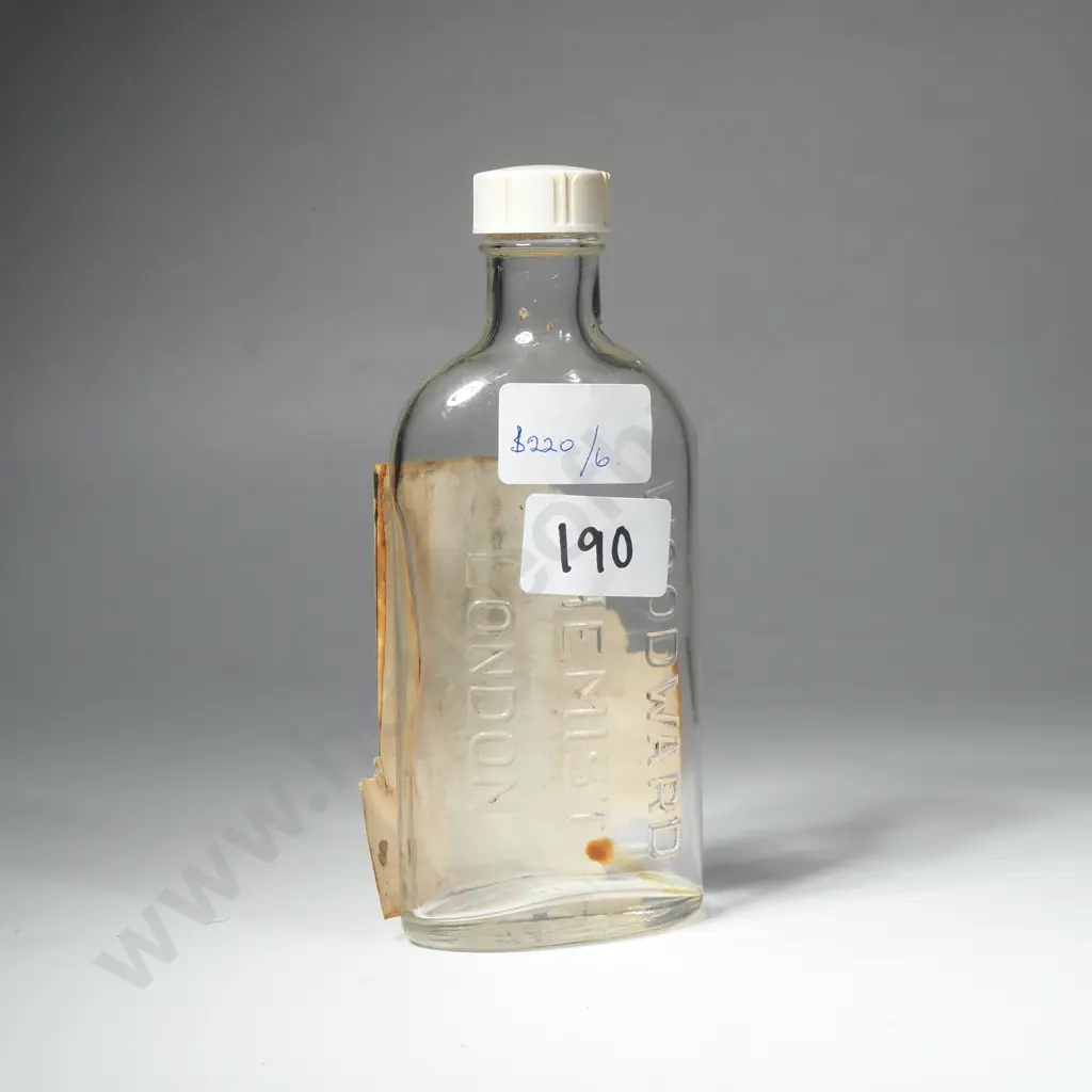 Vintage Bottle Embossed 'Woodward Chemist London' Originally Containing Gripe Water Image 1++