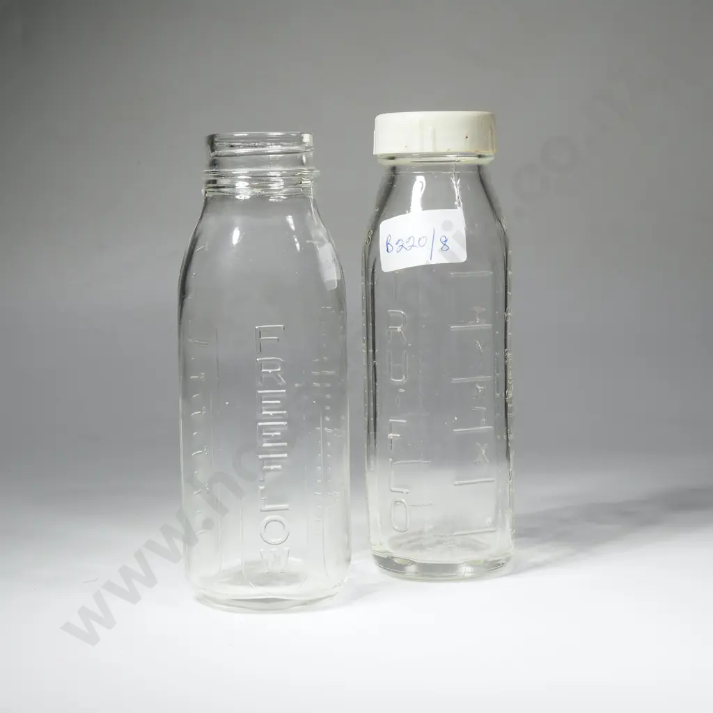 Two Vintage Pyrex Glass 240ml/ 8oz Baby's Bottles - One Free-Flo & The Other Tru-Flo Image 1++