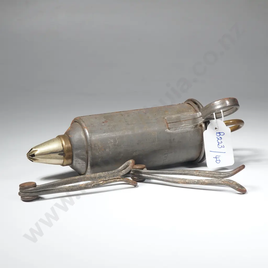 Vintage English Piping Syringe for Decorating Cakes w Removable Brass Tip & Two Clips Image 1++