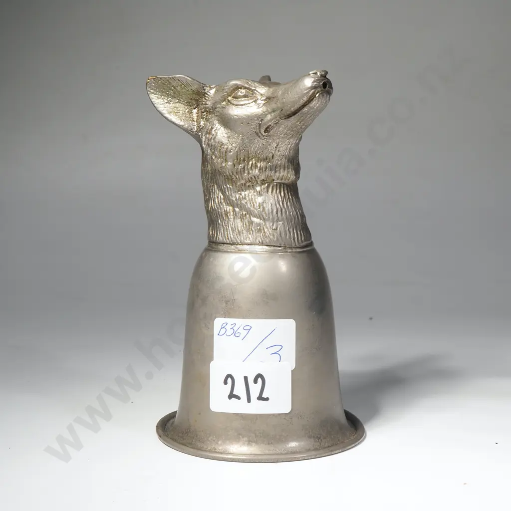Vintage Plated Brass Fox Head Stirrup Cup Image 1++