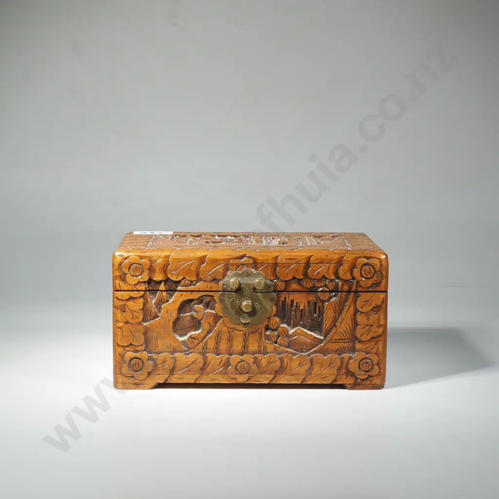 Miniature Camphor Chest Jewellery Box w Brass Hinge Image 1++