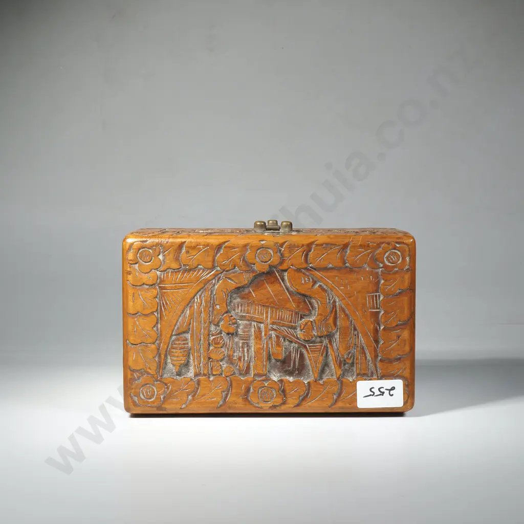 Miniature Camphor Chest Jewellery Box w Brass Hinge Image 1++