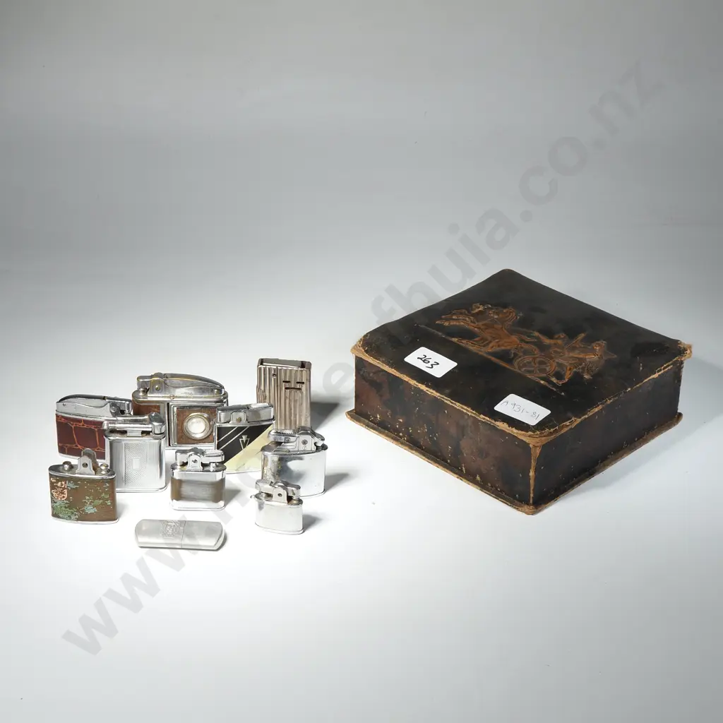 Collection of Ten Vintage Lighters in Box Image 1++