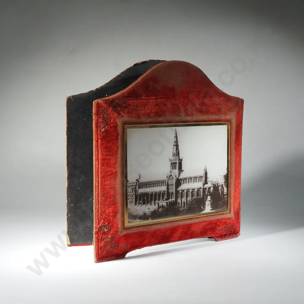 Antique Velvet Bi-Fold 'Reliable Series Photograph' Victorian Scotland Municipal Buildings Glasgow & Glasgow Cathedral Image 1++