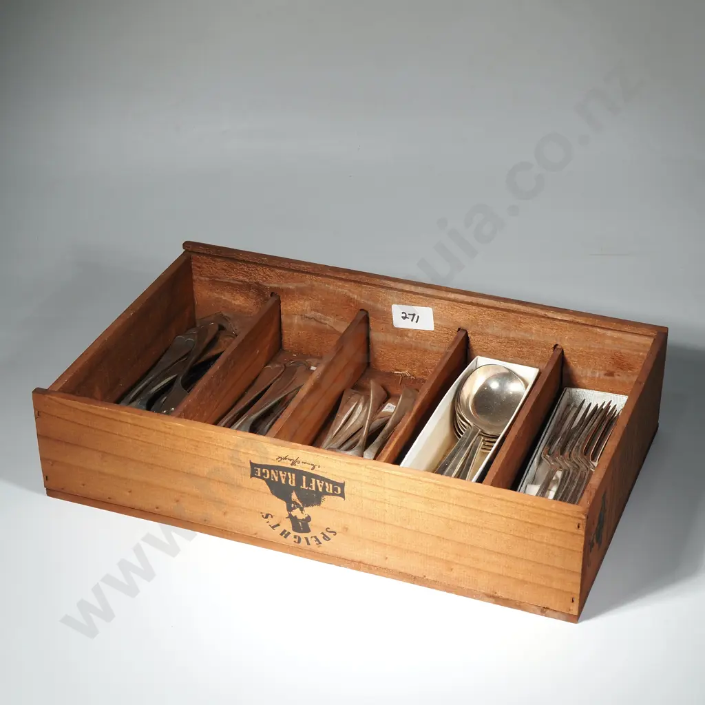 Wooden Sectional Box with Silver Plated Cutlery Image 1++