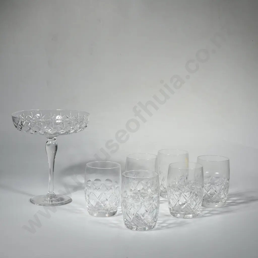 Crystal Comport & Five Crystal Tumblers Image 1++