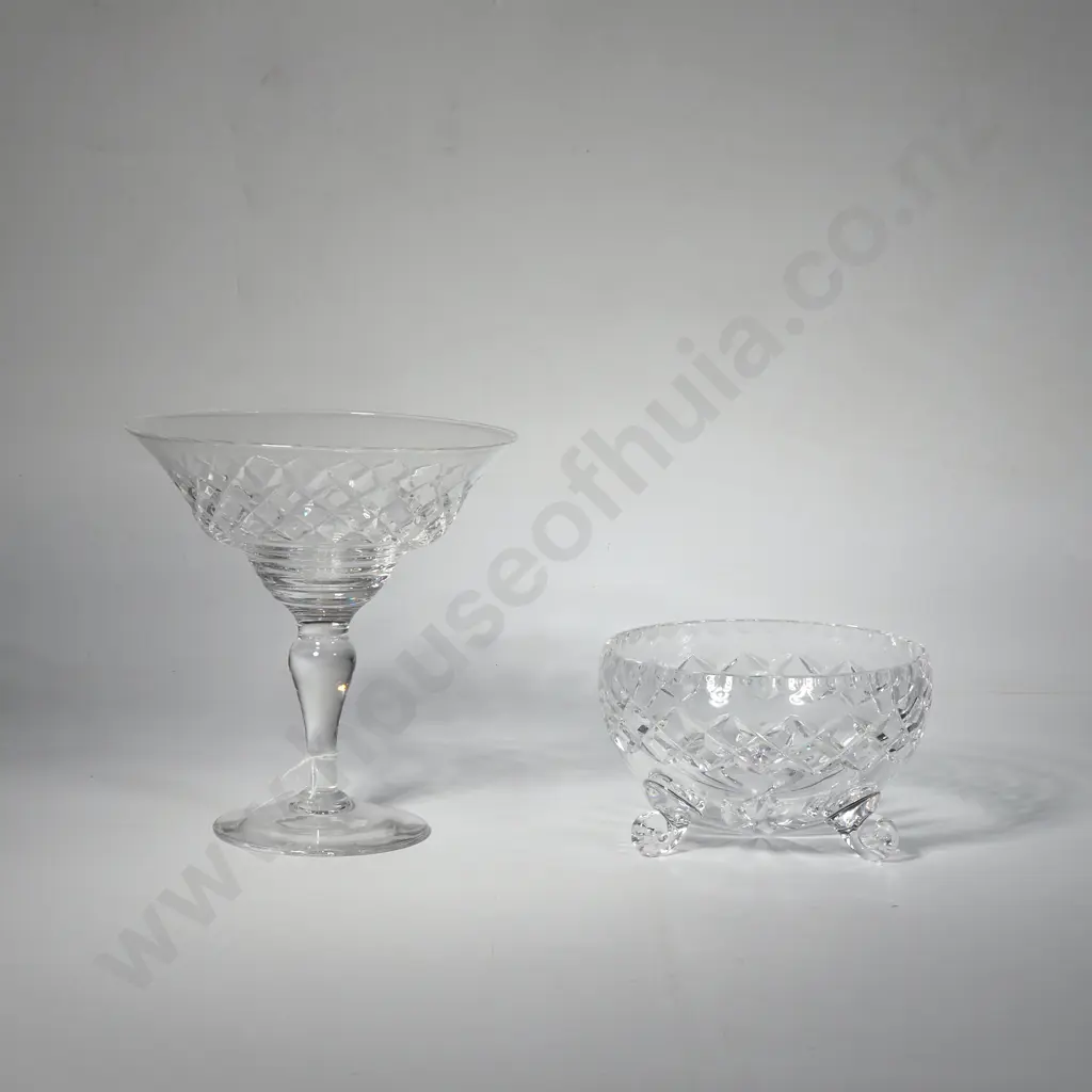 Stemmed Crystal Compote & A Small Footed Crystal Bowl Image 1++