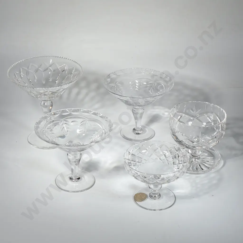 Five Crystal Stemmed Comports/ Dishes Image 1++