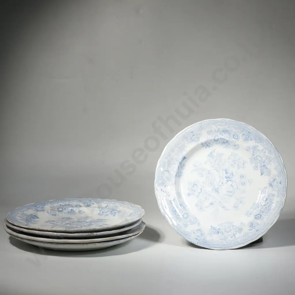Five Blue & White Asiatic Peasant Plates by Various Makers Image 1++