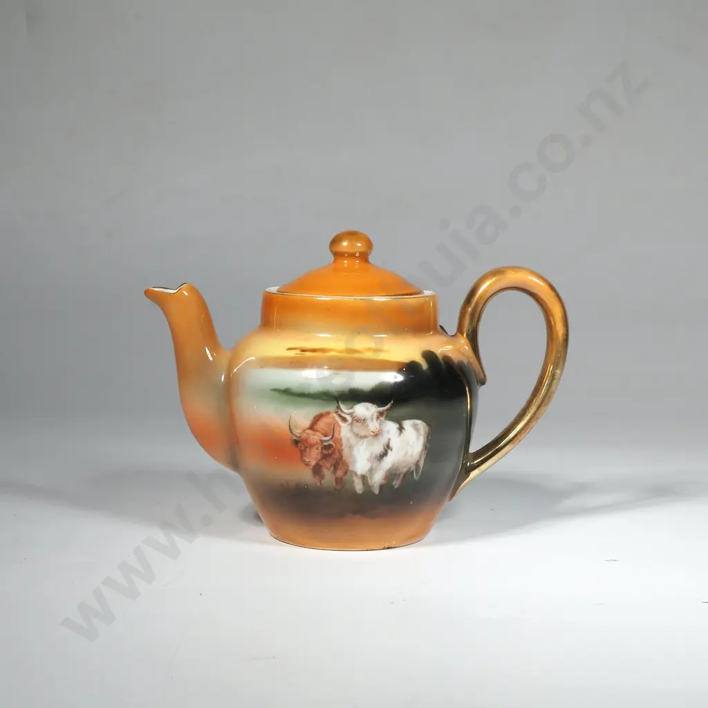 Vintage Royal Bayreuth Longhorn Cattle Teapot Image 1++