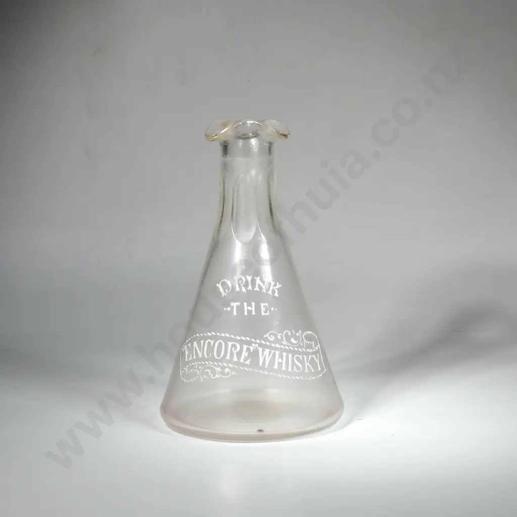 Vintage Encore Whisky Enamelled Glass Decanter w White Enamel & a Rope Twist Detail Image 1++
