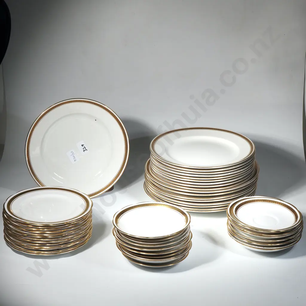 The Royal Albert Dinner Set in the Greek Key w Gold Rim & Black Greek Key Image 1++