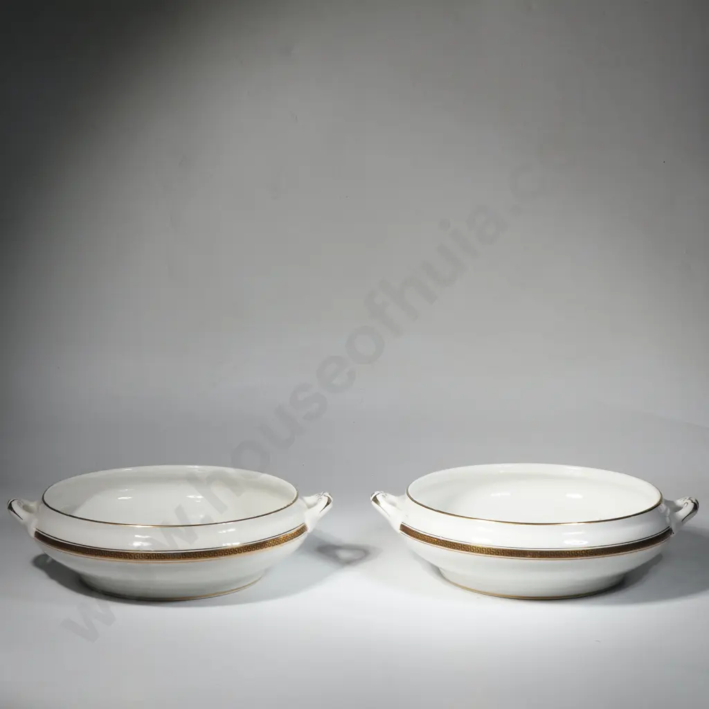 The Royal Albert Dinner Set in the Greek Key w Gold Rim & Black Greek Key Image 1++