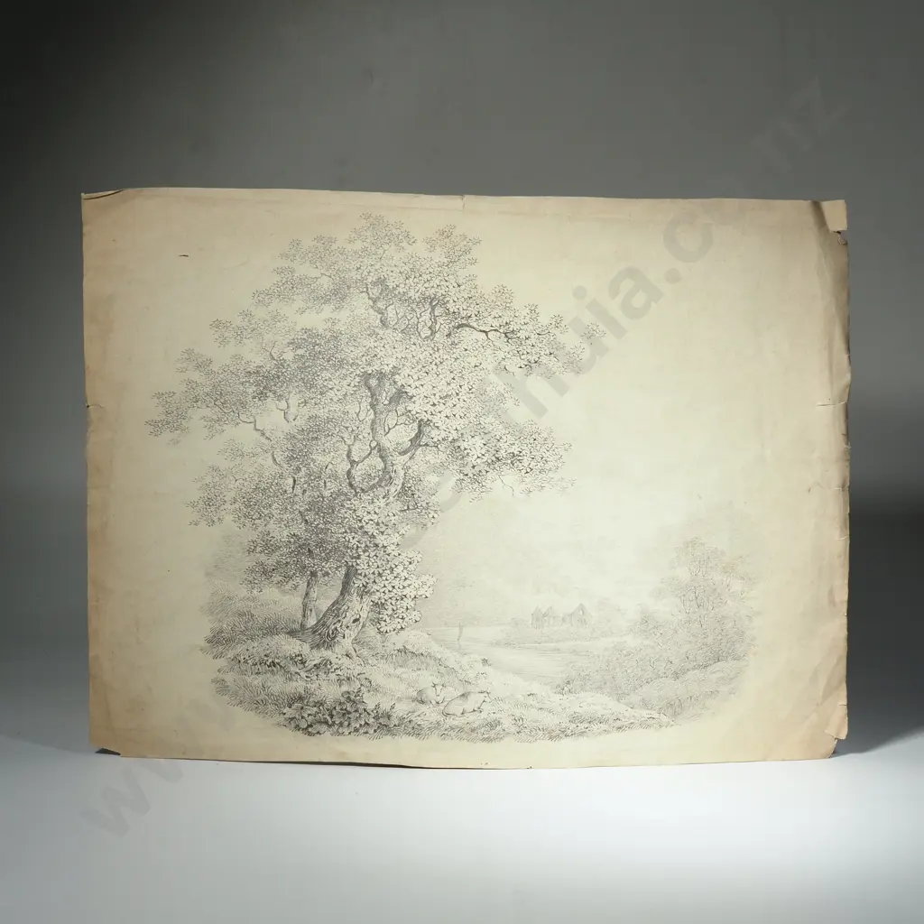 Unknown - Two Landscapes, Graphite Image 1++