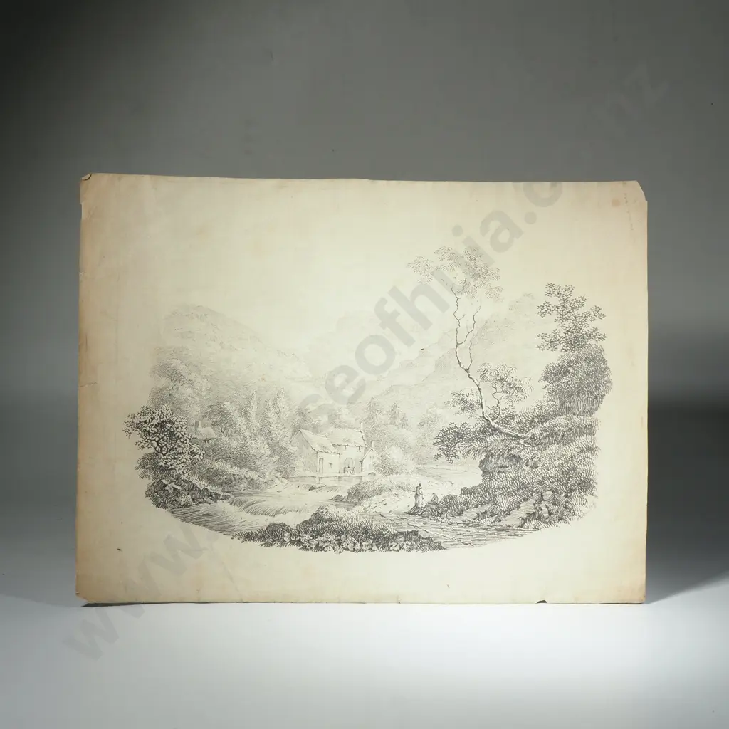 Unknown - Two Landscapes, Graphite Image 1++
