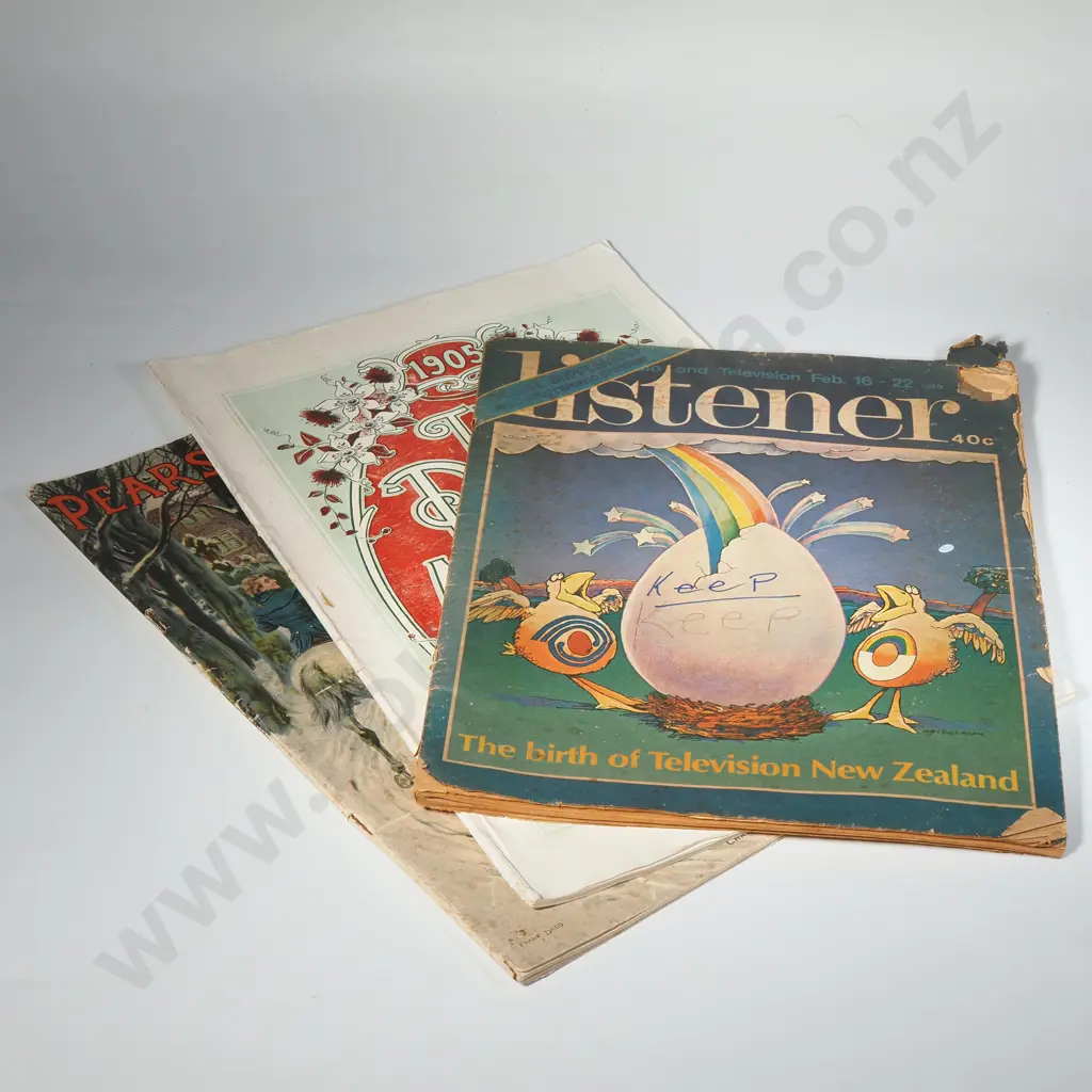 Three Magazines Incl. Pear's Annual 1918, The Post Annual 1905 Wellington NZ & The Listener 1980, The Birth of TV in NZ Image 1++