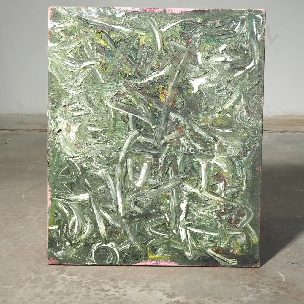 Artist Indecipherable - Abstract, Impasto Oil on Stretched Canvas Image 1++