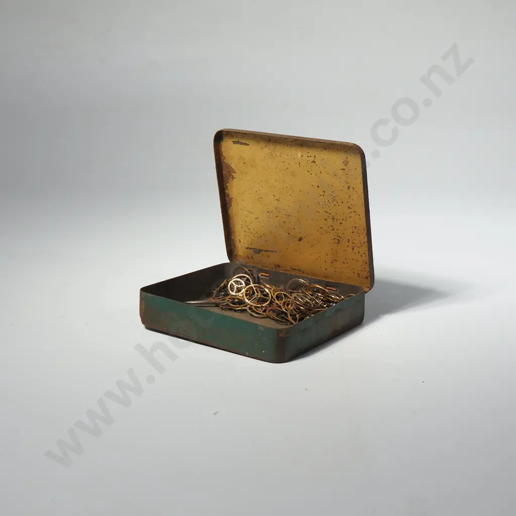 Quantity of Vintage Watch Parts - Balance Wheel & Hairpins in Cigarette' Tin Image 1++