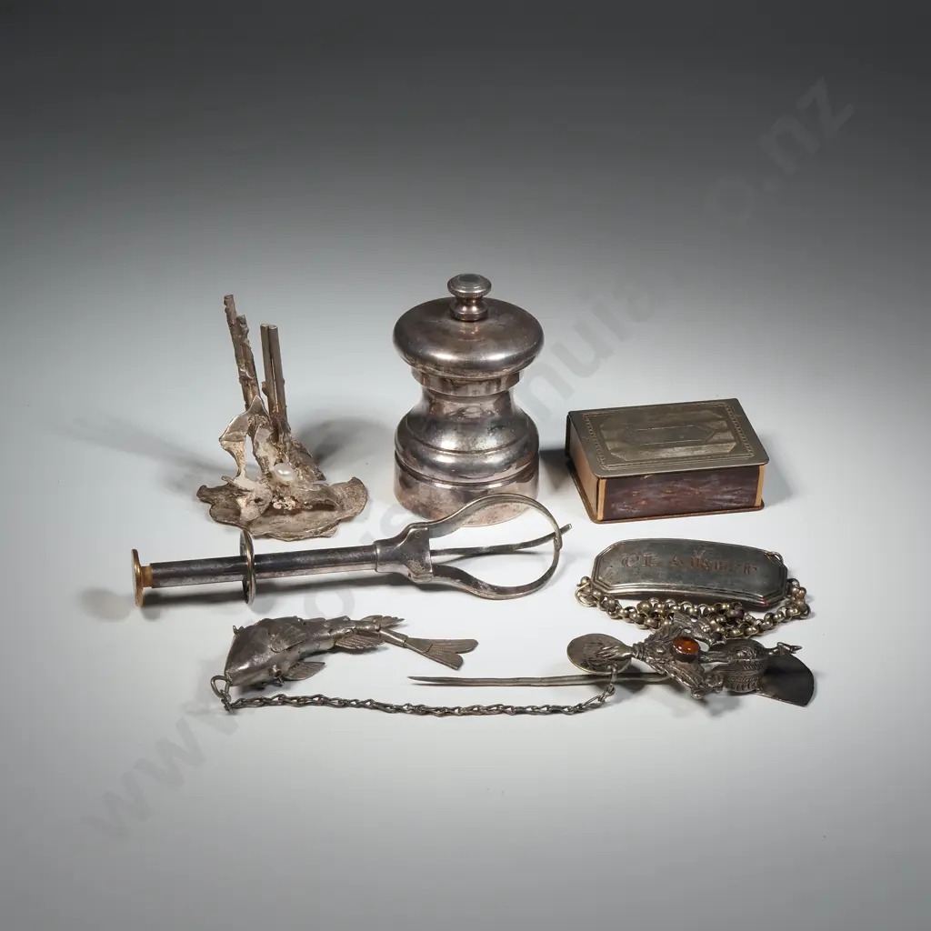 Silver Plate Match Box Holder - Decanter Label & Ornament Image 1++