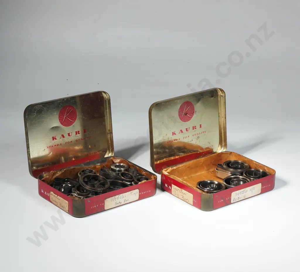 Two Vintage ' Kauri' Tobacco Tins Containing Watch Springs Image 1++