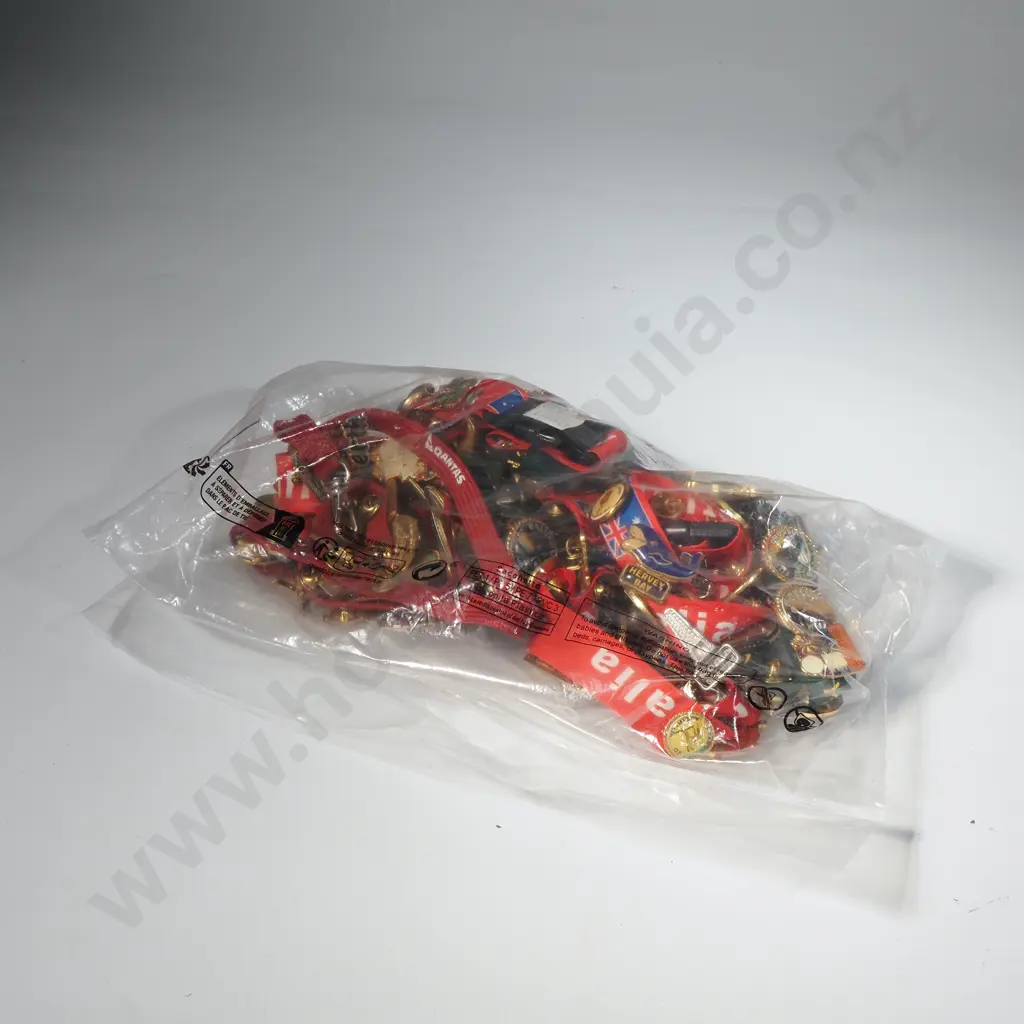 Large Quantity of Souvenir Pins, Mainly from Australia Display on Ribbons Marked 'Australia' Image 1++