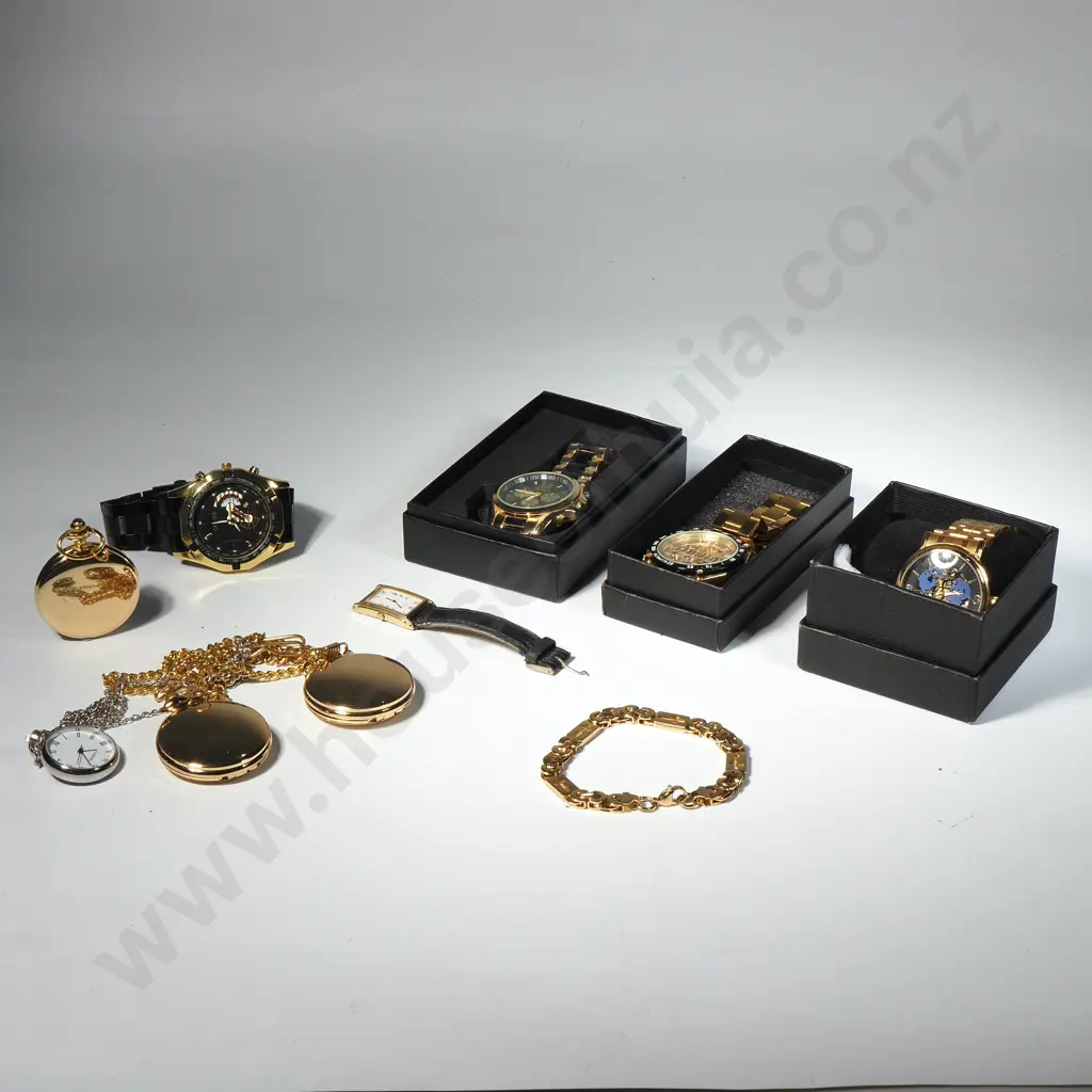 Large Quantity of Wristwatches & Gold Tone Hunter Pocket Watches Image 1++