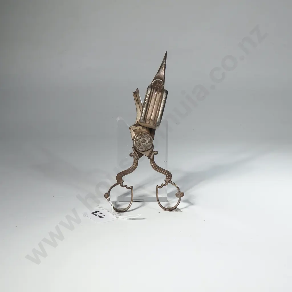 Antique Silver Plate Candle Snuffer. Wick Trimmer Image 1++