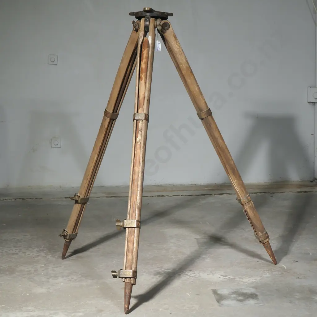 Vintage Wooden Tripod or Theodolite Stand Image 1++