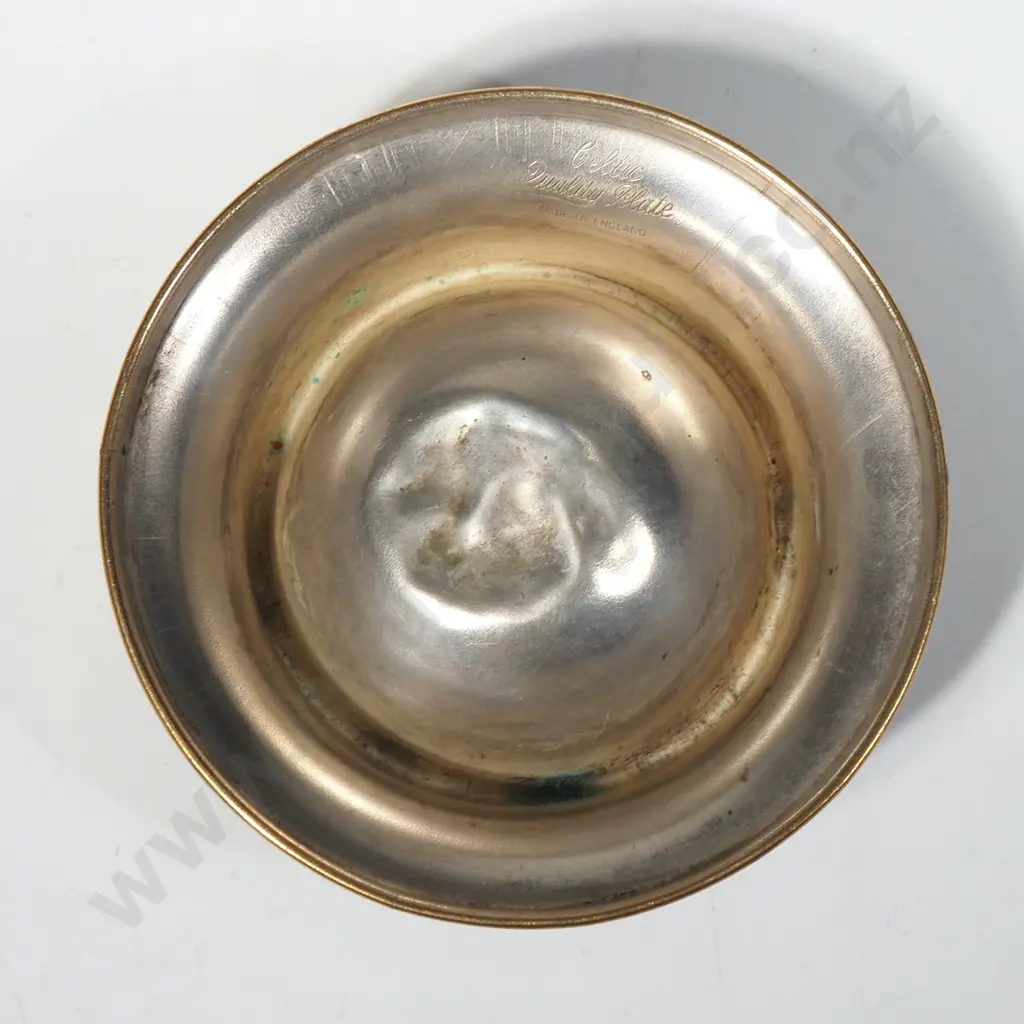 Silver Plated Wine Funnel, Tea Strainer & Plated Salt w Blue Glass Liner (A/F) Image 1++