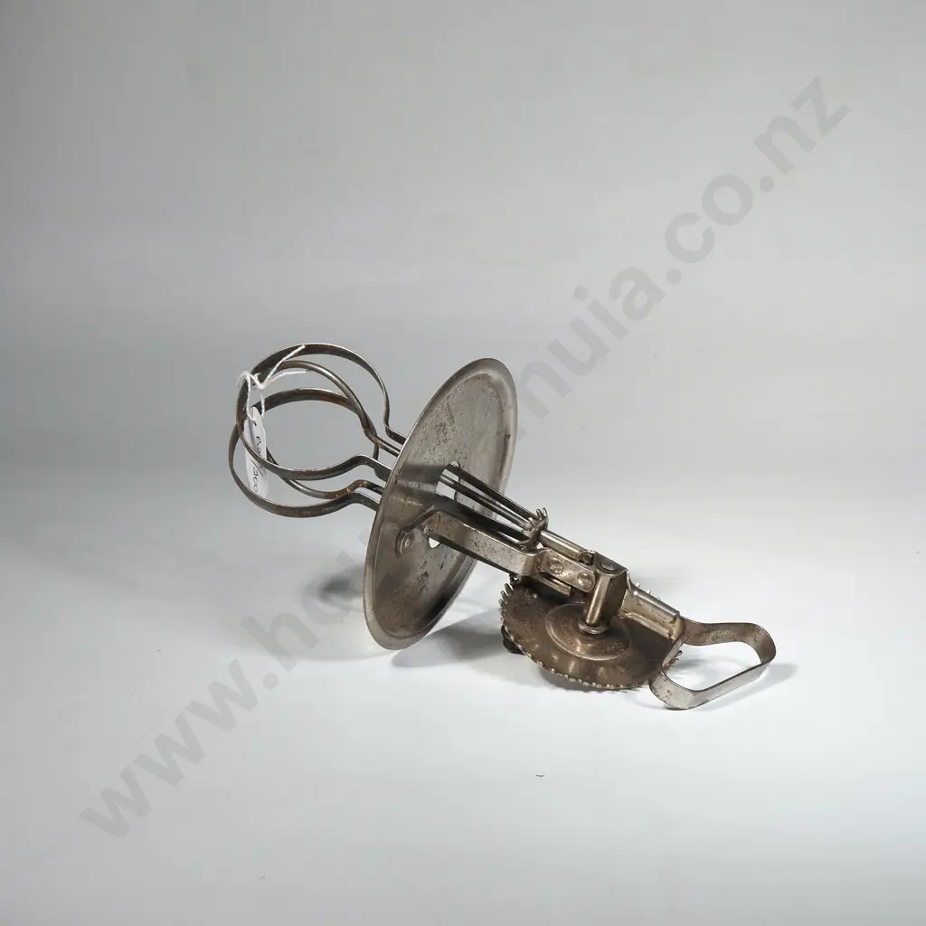 Vintage A & J Hand Operated Egg Beater from the 1920s Featuring a Spash Guard Disc. Image 1++