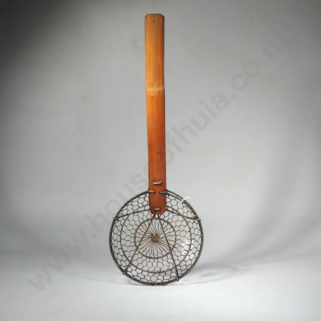 Vintage Wire Mesh Spider Strainer Used in Asian Cuisine for Skimming Oil or Removing Food from Hot Liquids Image 1++