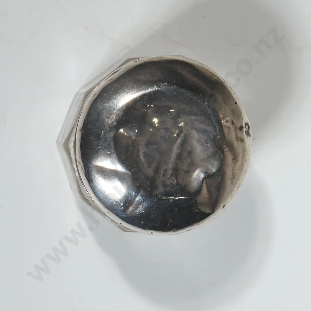 Three Sterling Silver & Faceted Glass Dressing Table Jars Image 1++