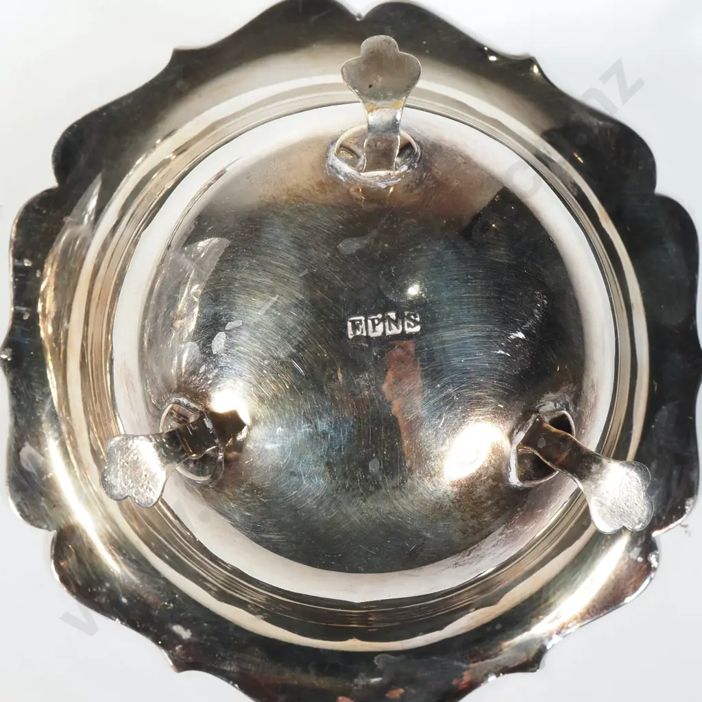 Silver Plate Sugar Bowl & Creamer, Dish w Handle, a Bon Bon Dish w Pierced Decoration & a Silver Plate Food Warmer Image 1++