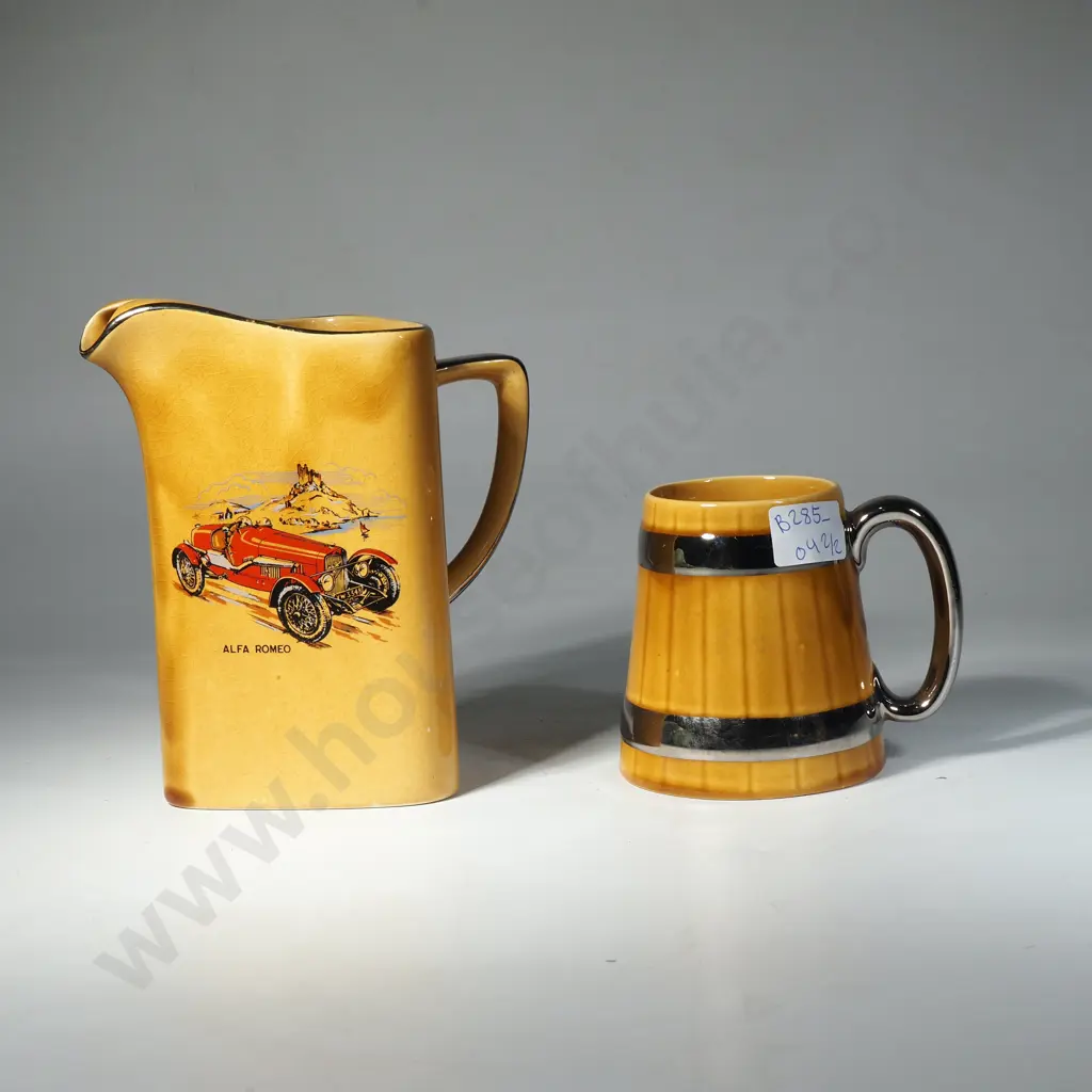 Wade England - Veteran Car Club Alfa Romeo/ Sunbeam Water Jug & Barrell Mug Image 1++