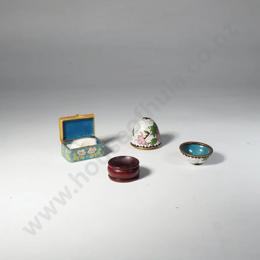 Vintage Chinese Cloisonne Egg w Stand H20 x 48 & Small Box Image 1++