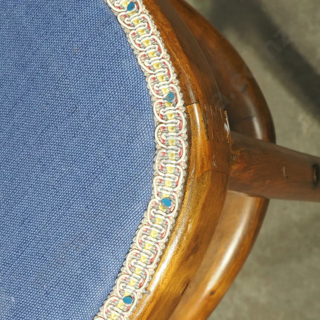 Bentwood Dining Chair w Blue Upholstered Seat Image 1++